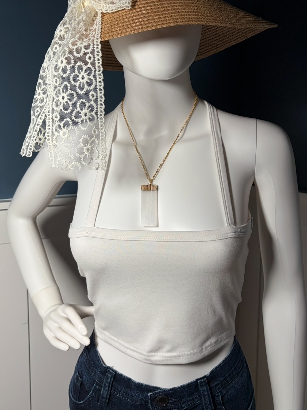 XL Raw Selenite Pendant Necklace